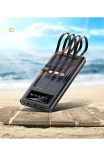 Solar 30.000 Mah Güneş Enerjili Led Işıklı Powerbank Şarj Aleti 2x Usb Çıkışlı Çoklu Kablolu - Görsel 6