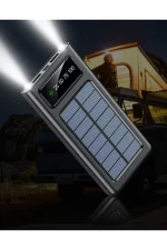 Solar 30.000 Mah Güneş Enerjili Led Işıklı Powerbank Şarj Aleti 2x Usb Çıkışlı Çoklu Kablolu - Görsel 5