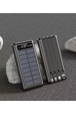 Solar 30.000 Mah Güneş Enerjili Led Işıklı Powerbank Şarj Aleti 2x Usb Çıkışlı Çoklu Kablolu - Görsel 4