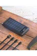 Solar 30.000 Mah Güneş Enerjili Led Işıklı Powerbank Şarj Aleti 2x Usb Çıkışlı Çoklu Kablolu - Görsel 3